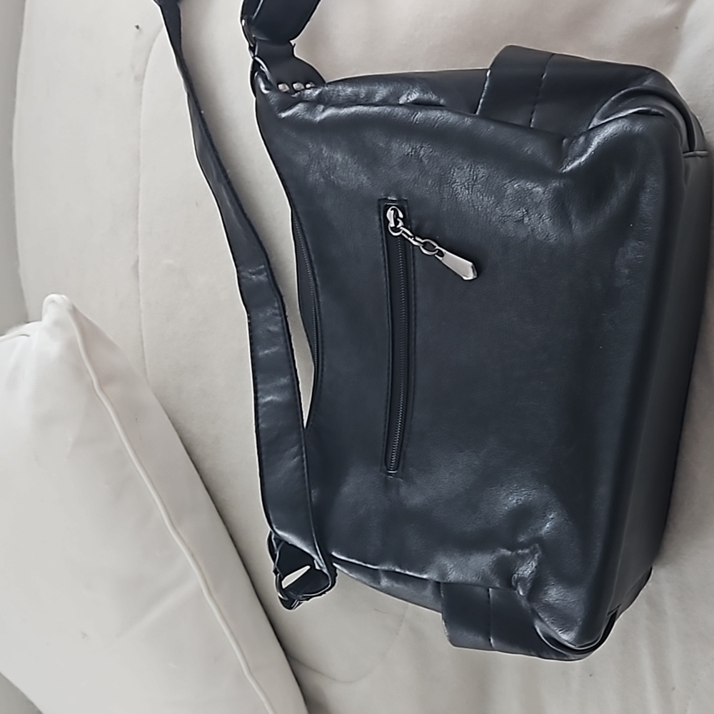 Black leather bag